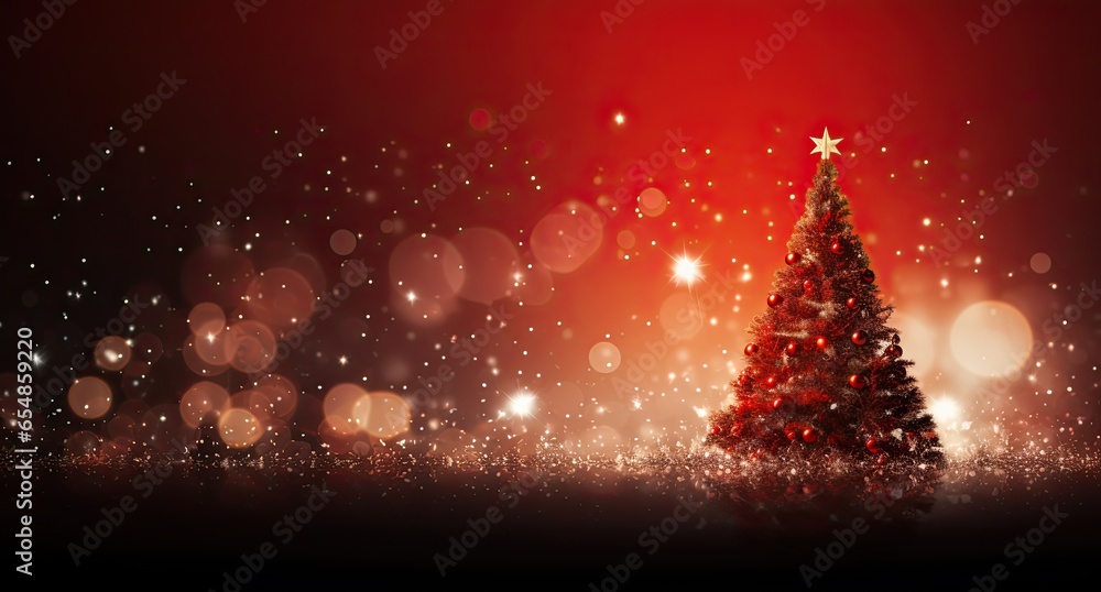 dekoracje świąteczne z choinka i bąbkami - obrazy, fototapety, plakaty 
