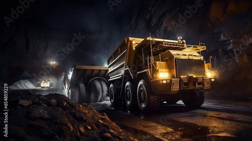 Mining truck and blurred ex...