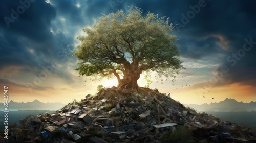 Tree of life alone recycled in garbage