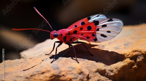 Crimson speckled flunkey moth in Wadi Degla Desert canyon Egypt during Spring photo