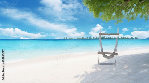 Fototapeta Naklejka Na Ścianę i Meble -  Exquisite summer vacation concept with a serene tropical beach scene and luxurious travel experience