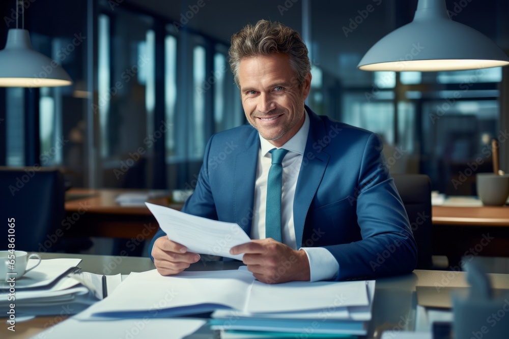 Strong successful leader. Successful businessman in the office. Male CEO concept Strong successful leader. Successful businessman in the office. Male CEO concept