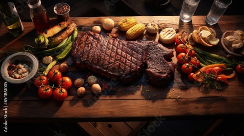 Bird s eye view of grilled ...
