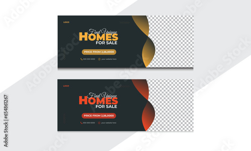 Real estate creative and unique Social media Facebook cover design and web banner template 