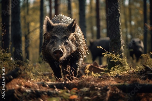 big wild boar at the edge of the forest © dragan jovic