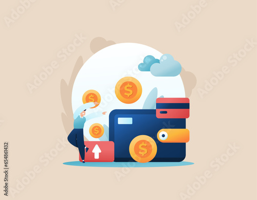 deposit or top up balance. customers save money in electronic wallets or e-wallets. online money storage. fund transfer. financial and banking technology. illustration design concept. vector elements