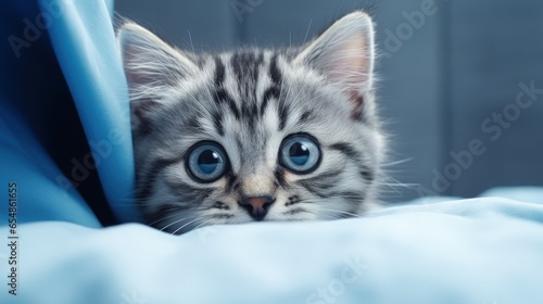 Cute gray tabby kitten with...