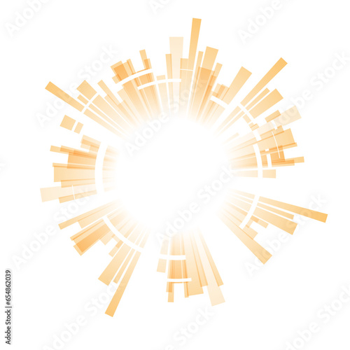 Virtual technologies. A technological orange circle with a space in the center for a message or information