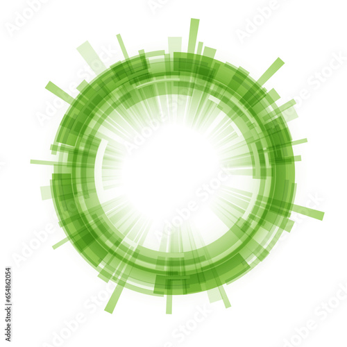 Virtual technologies. A technological green circle with a space in the center for a message or information