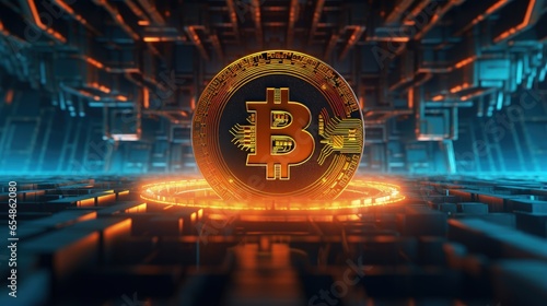 Bitcoin backdrop in polygon...