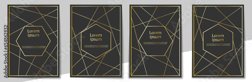 set of templates for covers, posters and banners. Gold pattern for postcards, presentations and leaflets. A-4 format