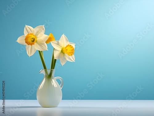 beautiful daffodil flower macro blank space  ai generative