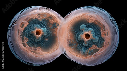 Microscopic observation of dividing two cell embryo