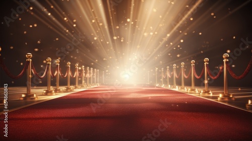 Theatre style light bulb sign on a red carpet backdrop photo