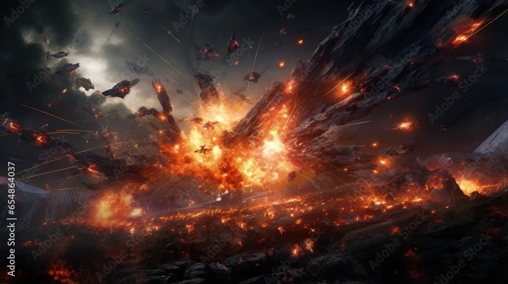 A stunning celestial clash depicted in an epic space battle image