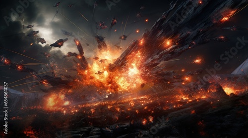 A stunning celestial clash depicted in an epic space battle image