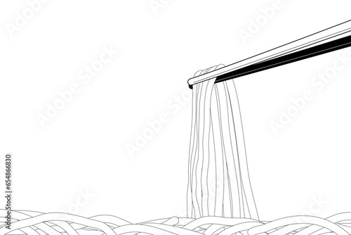 chopsticks tong udon noodle silhouette black and white. background vector illustration concept for life style, asian food, chinese food, japanese food, restaurant, street food, culture. Abstract .