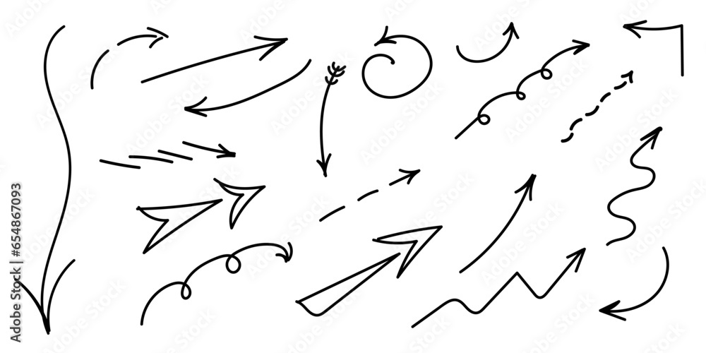 Arrow icons Set. Vector illustration. Hand drawn Arrow icons Set. Vector illustration. Hand drawn