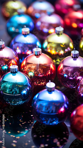 Shiny Christmas Bauble in Various Colors, vertical background, 9:16 format