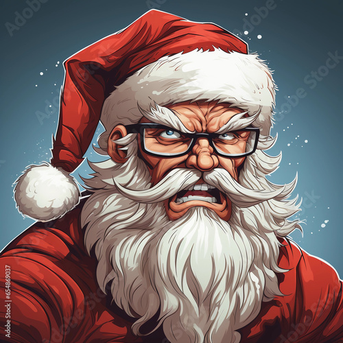 angry Santa Claus cartoon