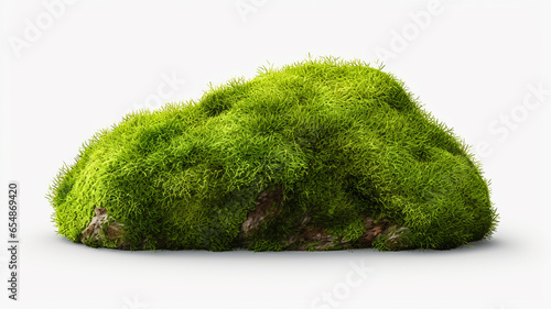 Piece of fresh moss isolated on white background. AI generated