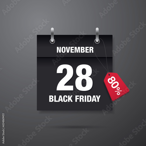 black friday sale calendar layout design, vector ilustration