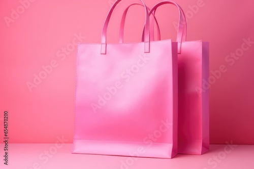 Empty pink shopping bag mock up