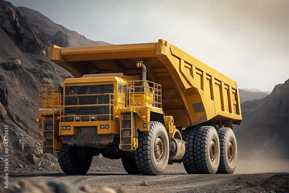 Power in Action: Big Yellow Coal Truck Operates with Precision at the Worksite