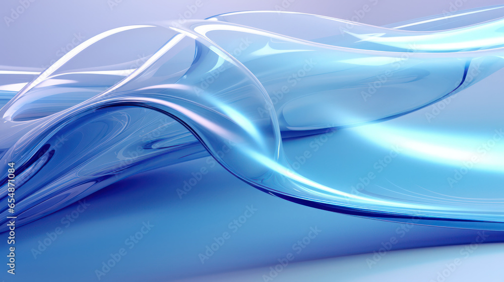 Fototapeta premium Crystal Fusion: Abstract Transparent Dynamic Glass in 3D Render