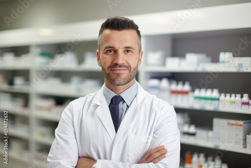Portrait of confident male pharmacist 