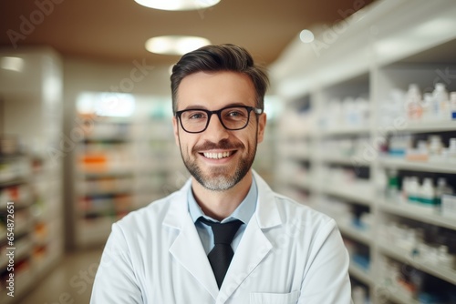 Portrait of confident male pharmacist 