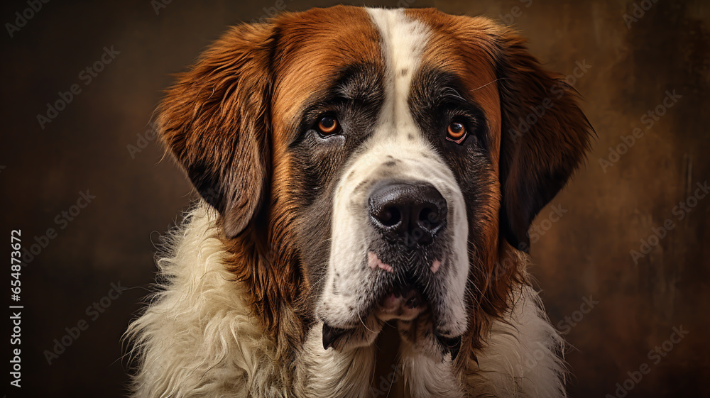 Realistic image of Saint Bernard dog. AI generated