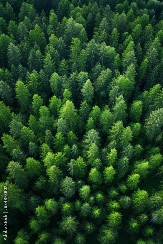 Aerial view of coniferous forest with coniferous trees Aerial view of coniferous forest with coniferous trees