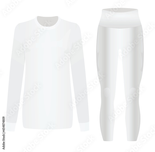 White woman o neck t shirt and leggings. vector
