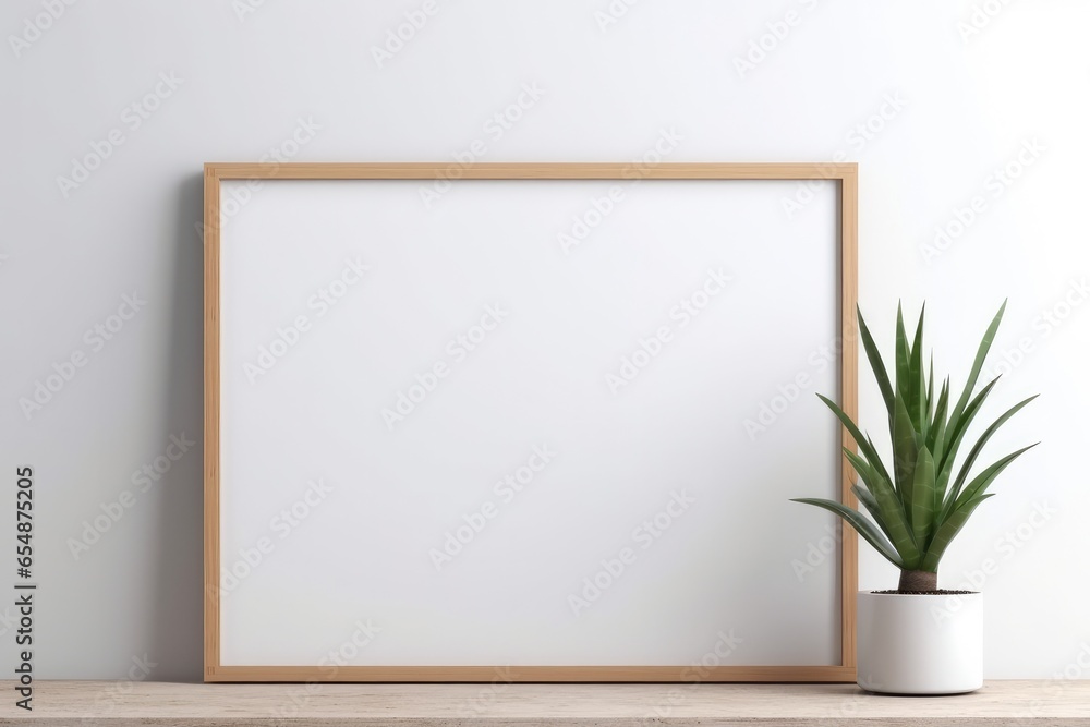 Mockup poster frame in minimalist interior background Mockup poster frame in minimalist interior background