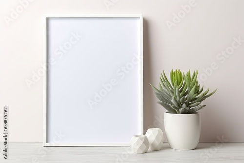 Mockup poster frame in minimalist interior background © Tixel
