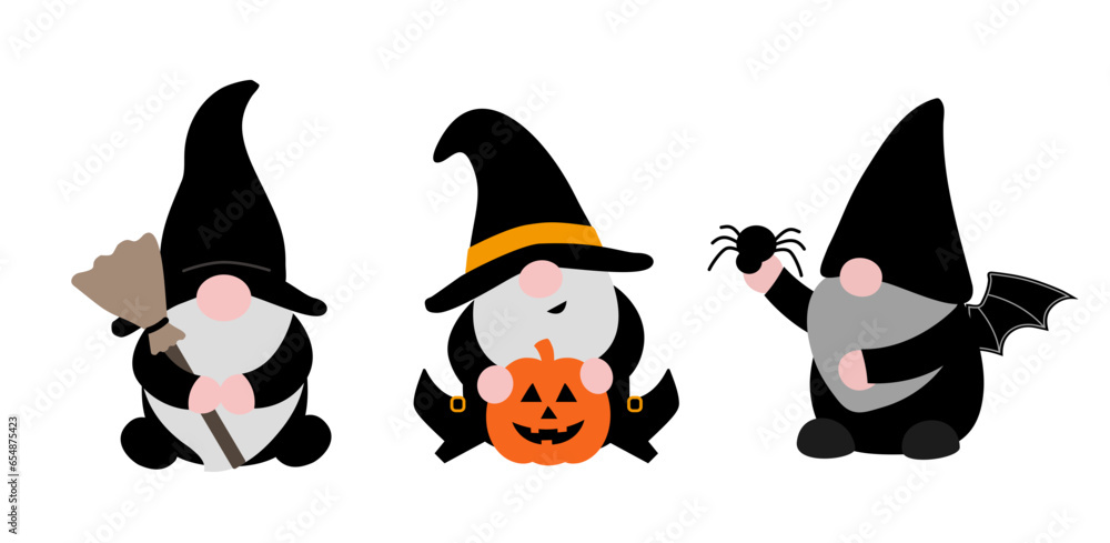 Cute halloween gnome flat style vector illustration