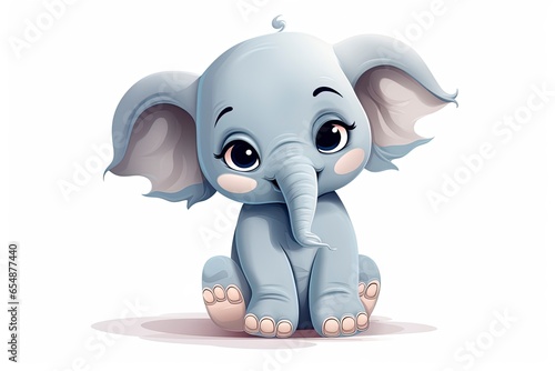 A adorable baby elephant sitting on the ground in a cartoon-like setting created with Generative AI technology