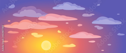 Background of the evening sky  sunset and clouds. Vector illustration for cover  banner  poster  web and packaging.