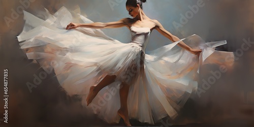 AI Generated. AI Generative. Classic ballerina dancing background. Painting drawing graphic art. Graphic Art