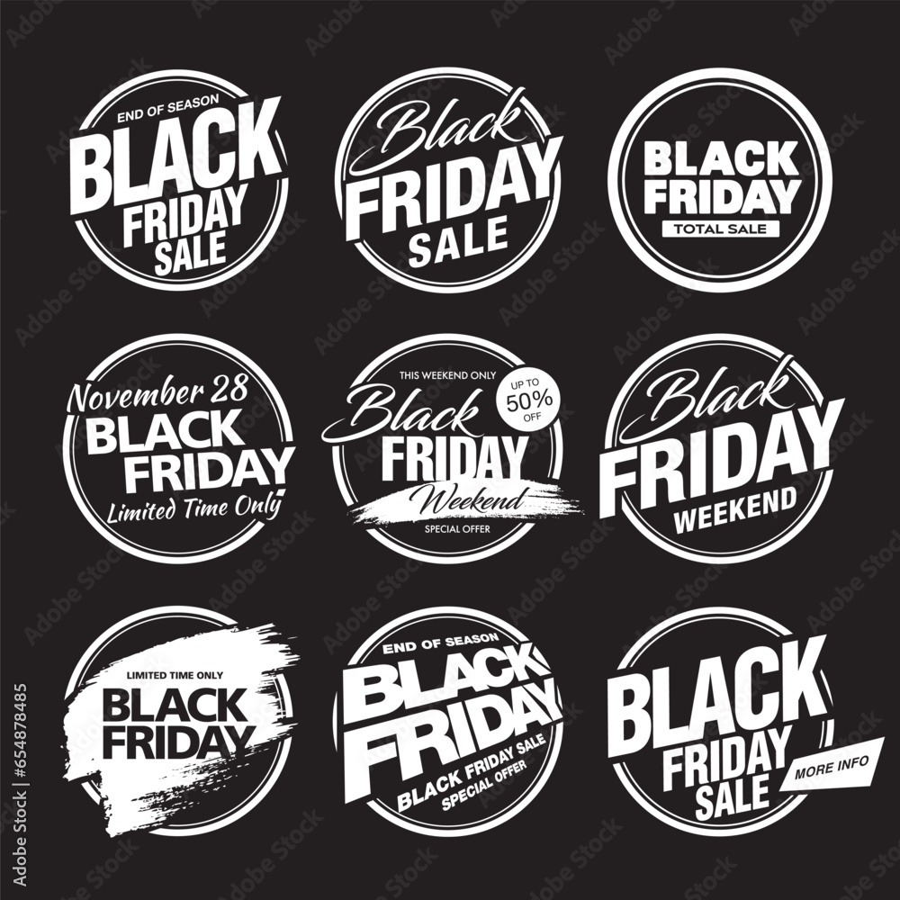 set of black friday sale badges, vector ilustration