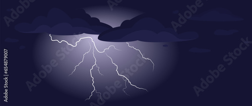 Background of sky, lightning and clouds.
Vector illustration for cover, banner, poster, web and packaging.