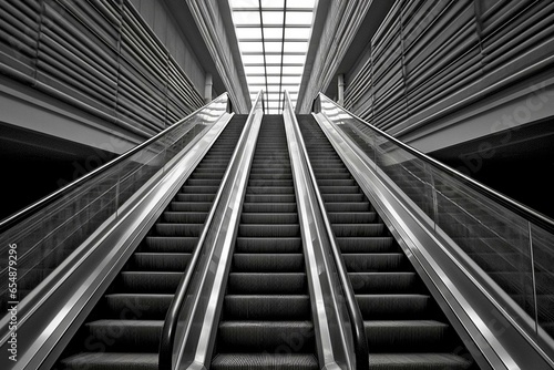 Lines on escalator. Generative AI