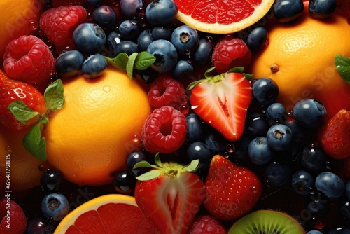 Multi vitamin fruit background - many different healthy organic fruits 