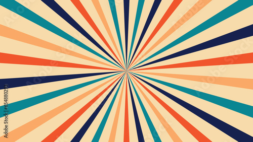 Sunburst classic retro background, rays or stripes in the center. Rotating, spiral stripes. Retro vintage color background