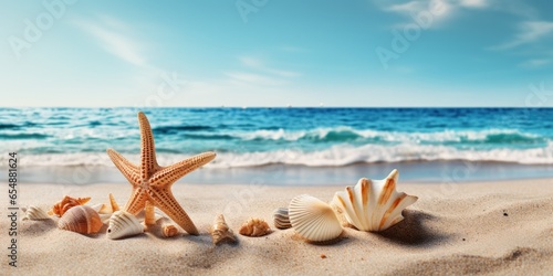 Summer sandy beach and tropical sea background mock up © Tixel