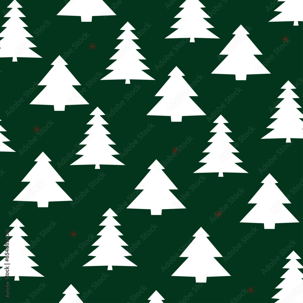 Christmas wrapping paper, new year, 2024. Xmas trees, vector seamless Christmas pattern