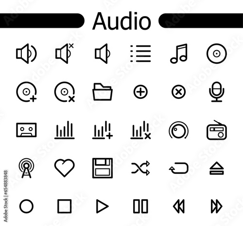 Editable simple vector icon set,Sound Voulme Process, audio wave, soundbeat, speaker, and more photo