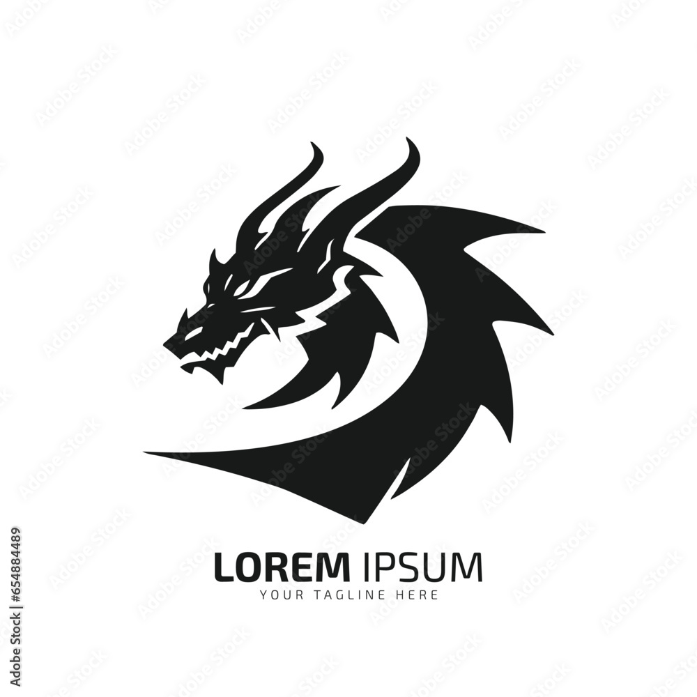 Obraz premium minimal and abstract logo of dragon icon silhouette isolated design art