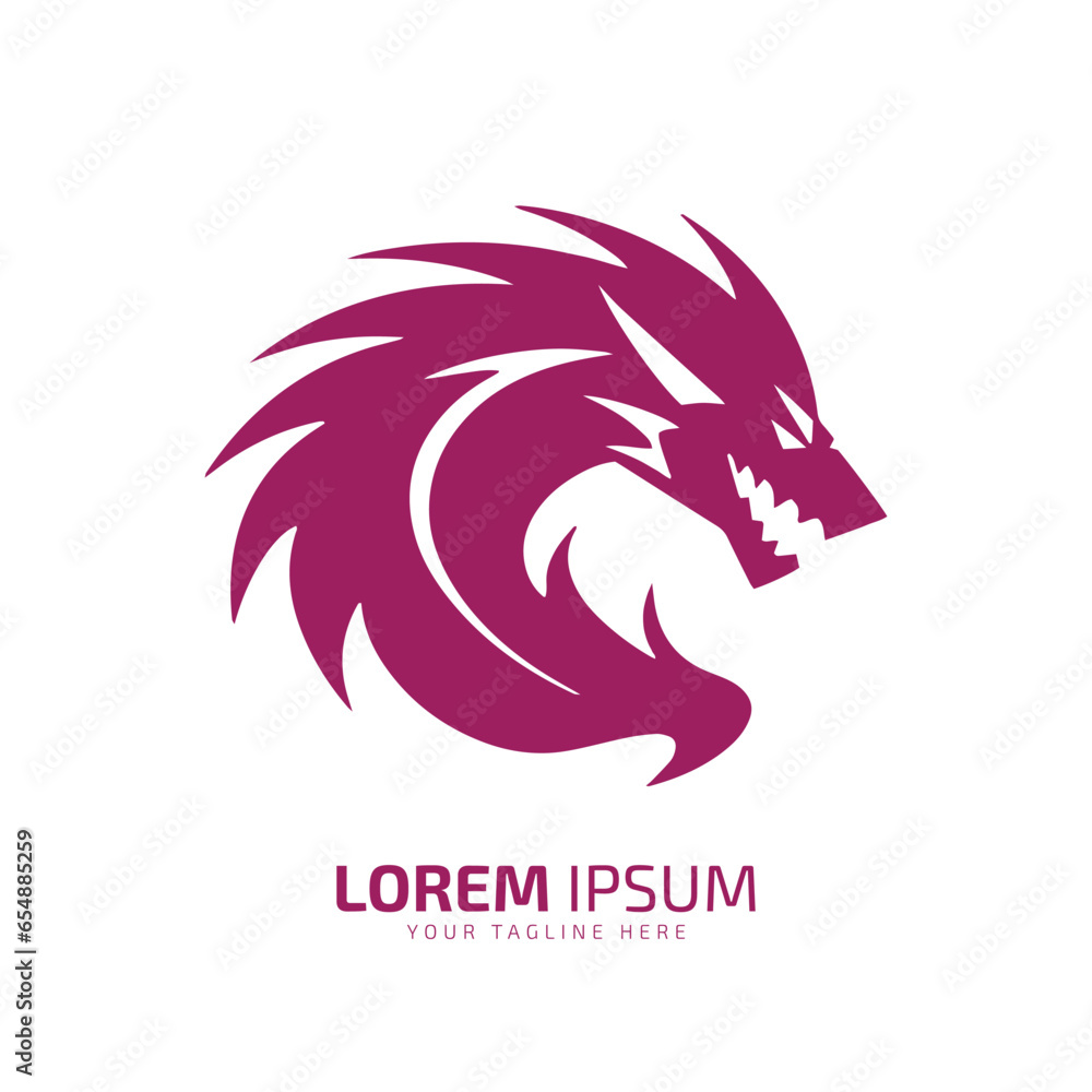 Fototapeta premium minimal and abstract logo of dragon icon vector silhouette isolated design